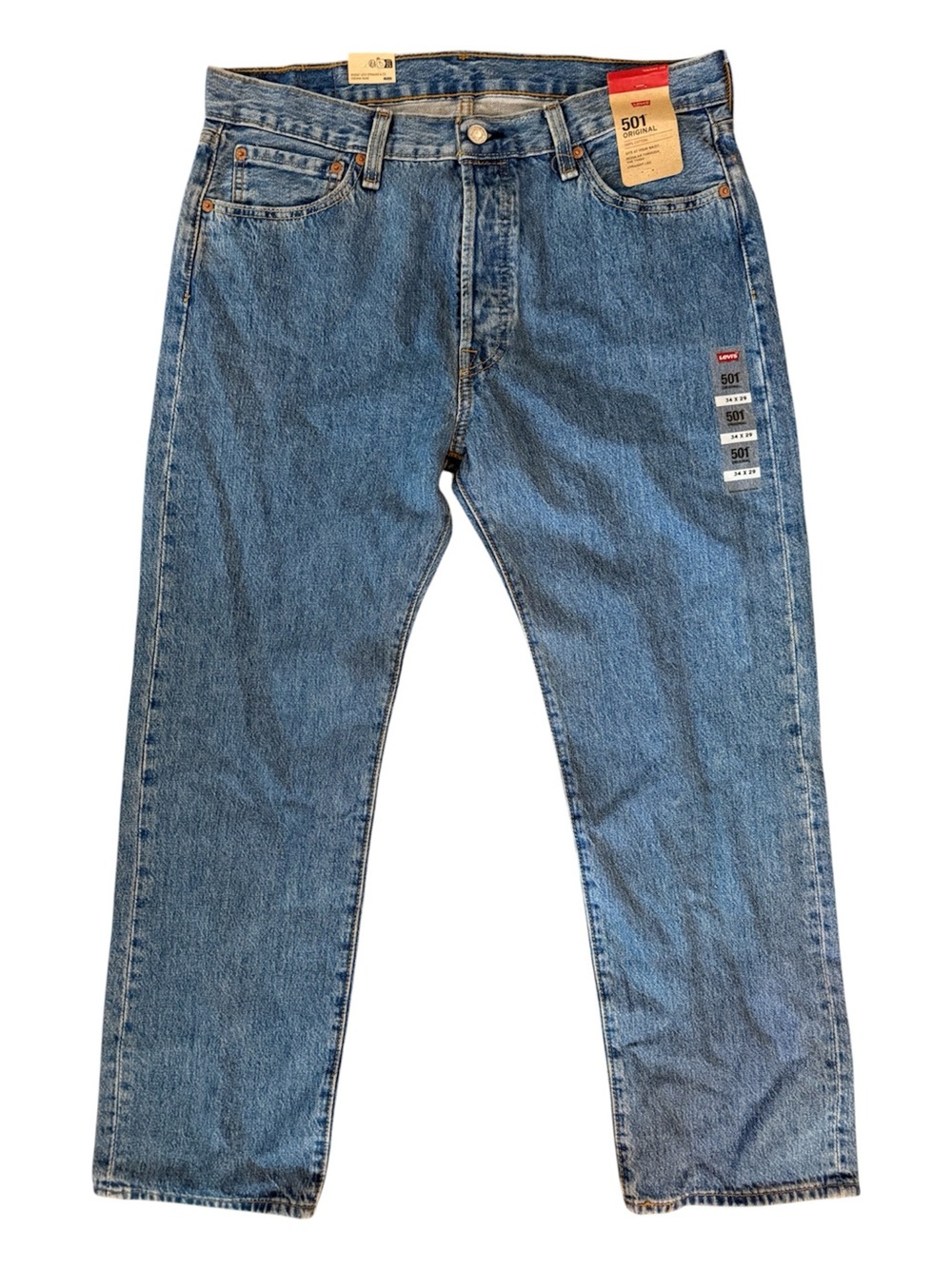 Levi's 501 Original Fit Straight Let Jeans Medium Wash Button Fly NWT